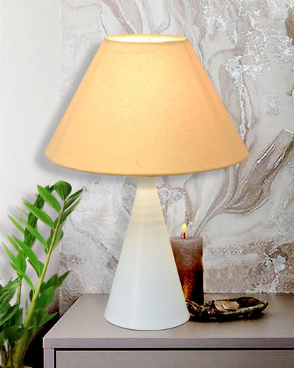 Bedside Table Lamp, Matt Black Metal Modern Lamp with Fabric Shade, Simple Side Lamp for Living Room,Bedroom,Home,Office Working, White Cone, Turquoise Shade