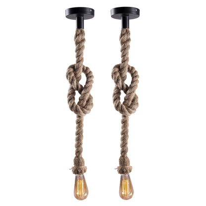 Homesake® B018 Edison Vintage Rope Hanging Ceiling Light (Black), Set of 2, Bulb not included