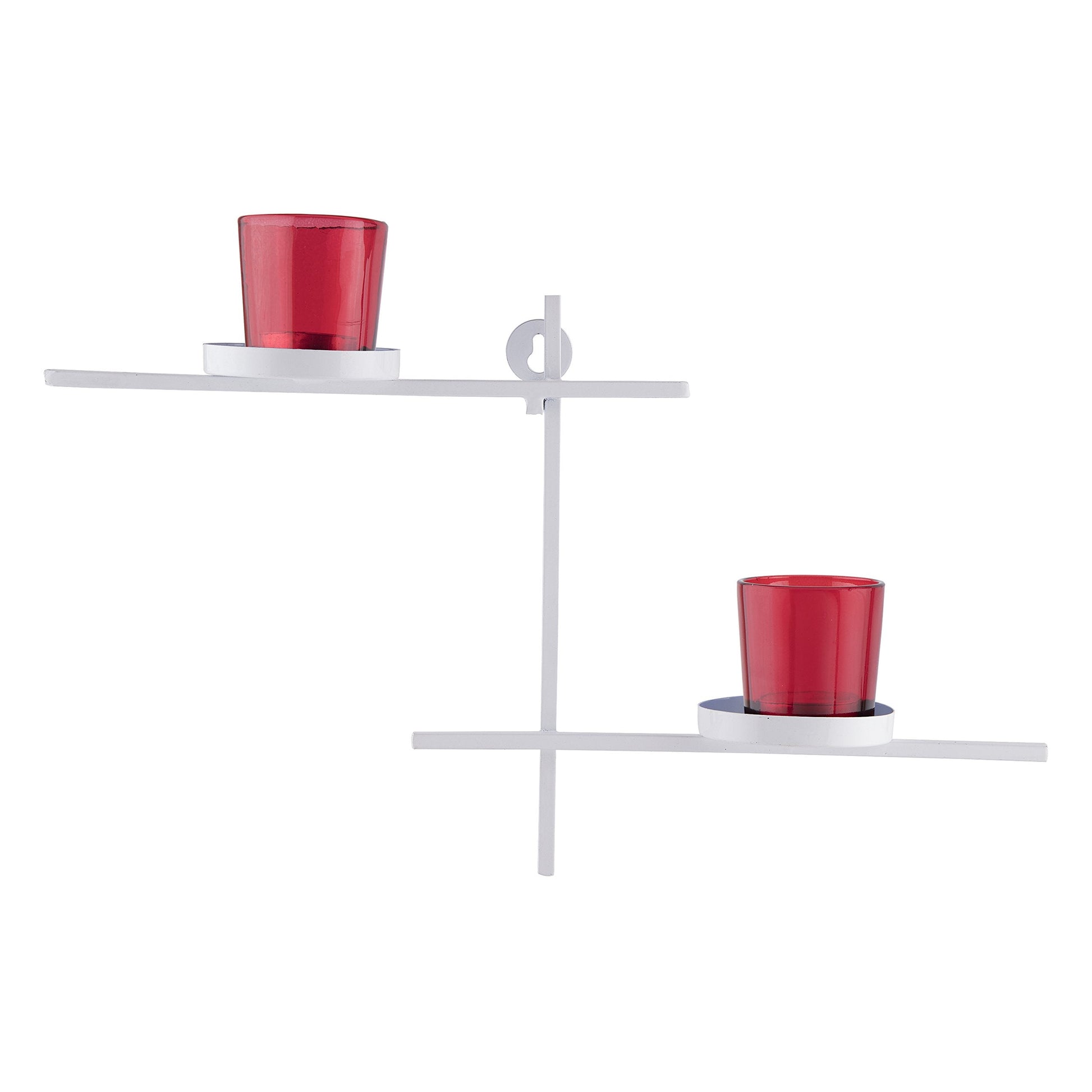 Homesake® White Scorching Ladder with Pair of Votive Red Wall Hanging Candle Tealight Holder, Set of 2