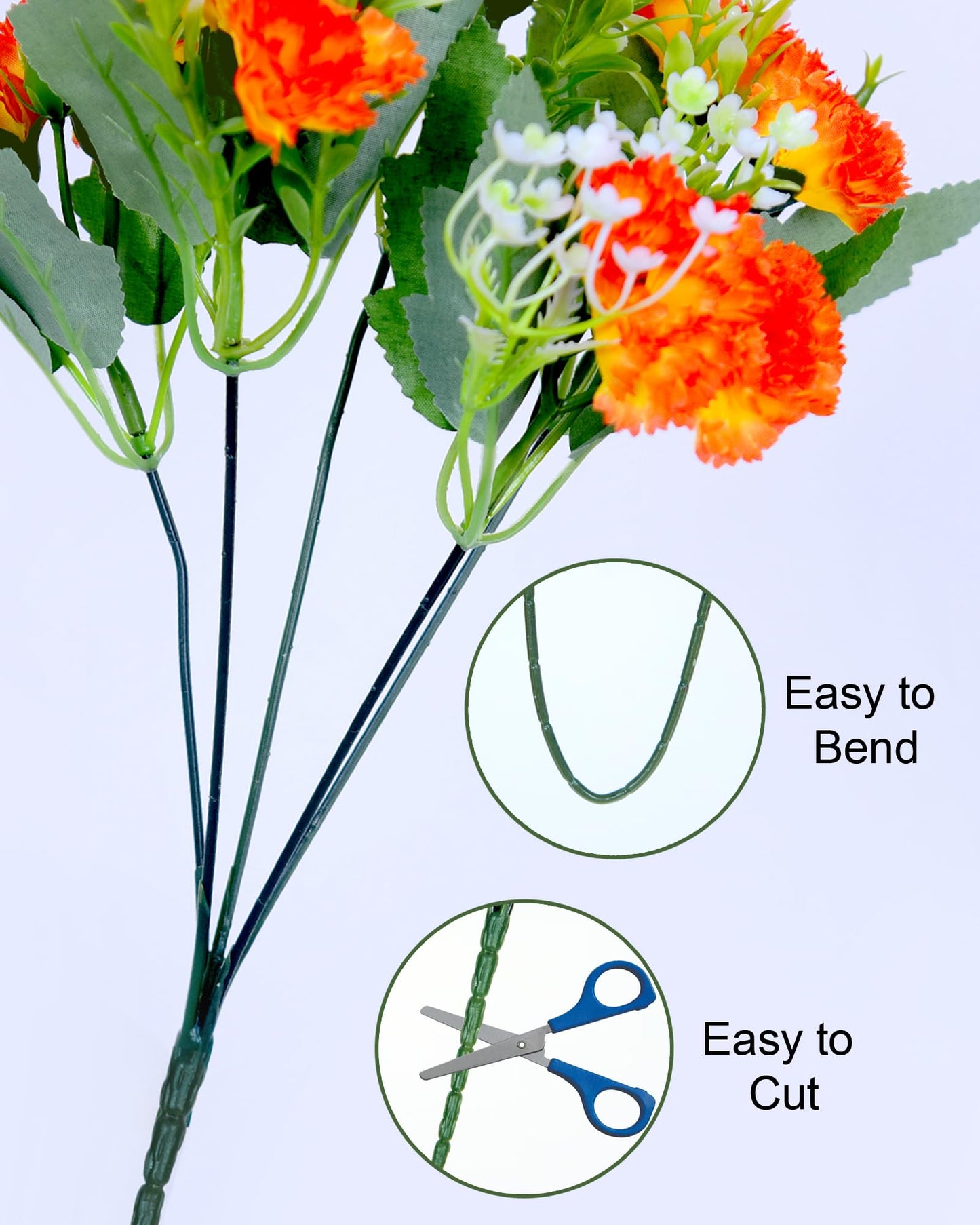 Homesake® Artificial Carnation Flowers with Greenery, Faux Floral Bouquet for Home Decor, Table Centerpiece, Living Room, or Gift, Pot Not Included, Realistic Silk Flowers Arrangement, Yellow