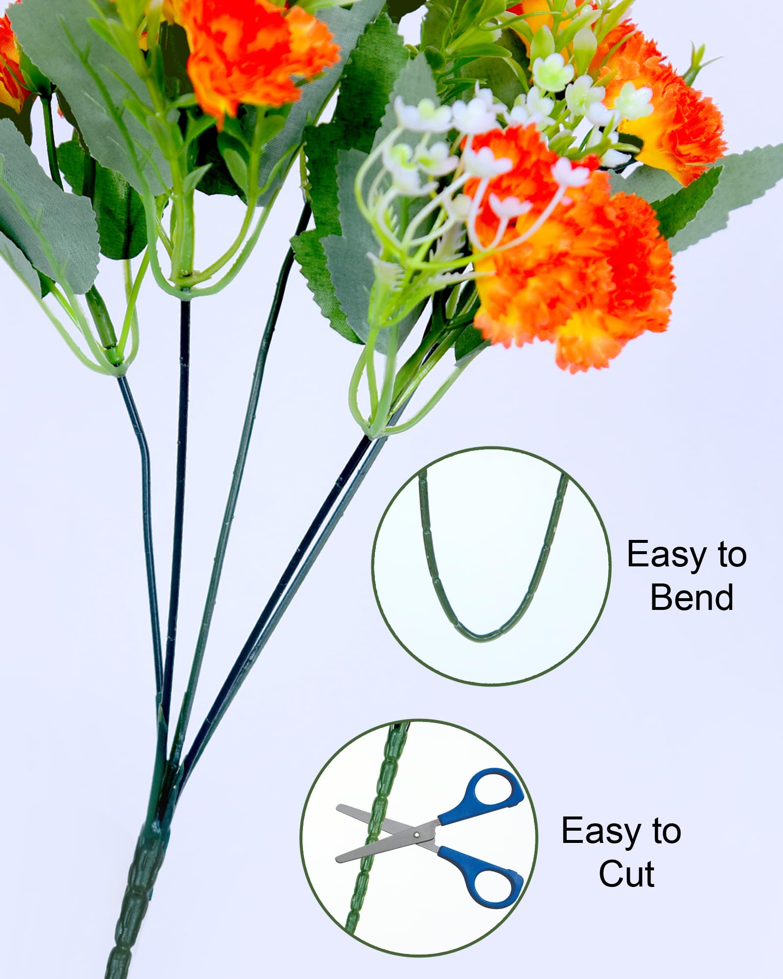 Homesake® Artificial Carnation Flowers with Greenery, Faux Floral Bouquet for Home Decor, Table Centerpiece, Living Room, or Gift, Pot Not Included, Realistic Silk Flowers Arrangement, Yellow