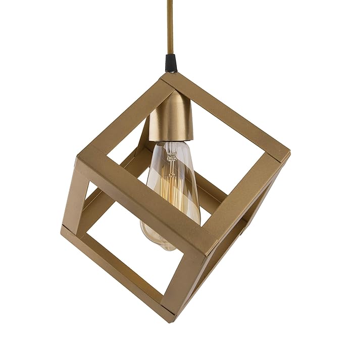 Edison Filament Hanging Golden Cube 6", E27 Holder, Decorative, URBAN Retro, nordic style, LED/filament bulb