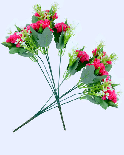 Homesake® Artificial Carnation Flowers with Greenery, Faux Floral Bouquet for Home Decor, Table Centerpiece, Living Room, or Gift, Pot Not Included, Realistic Silk Flowers Arrangement, Yellow