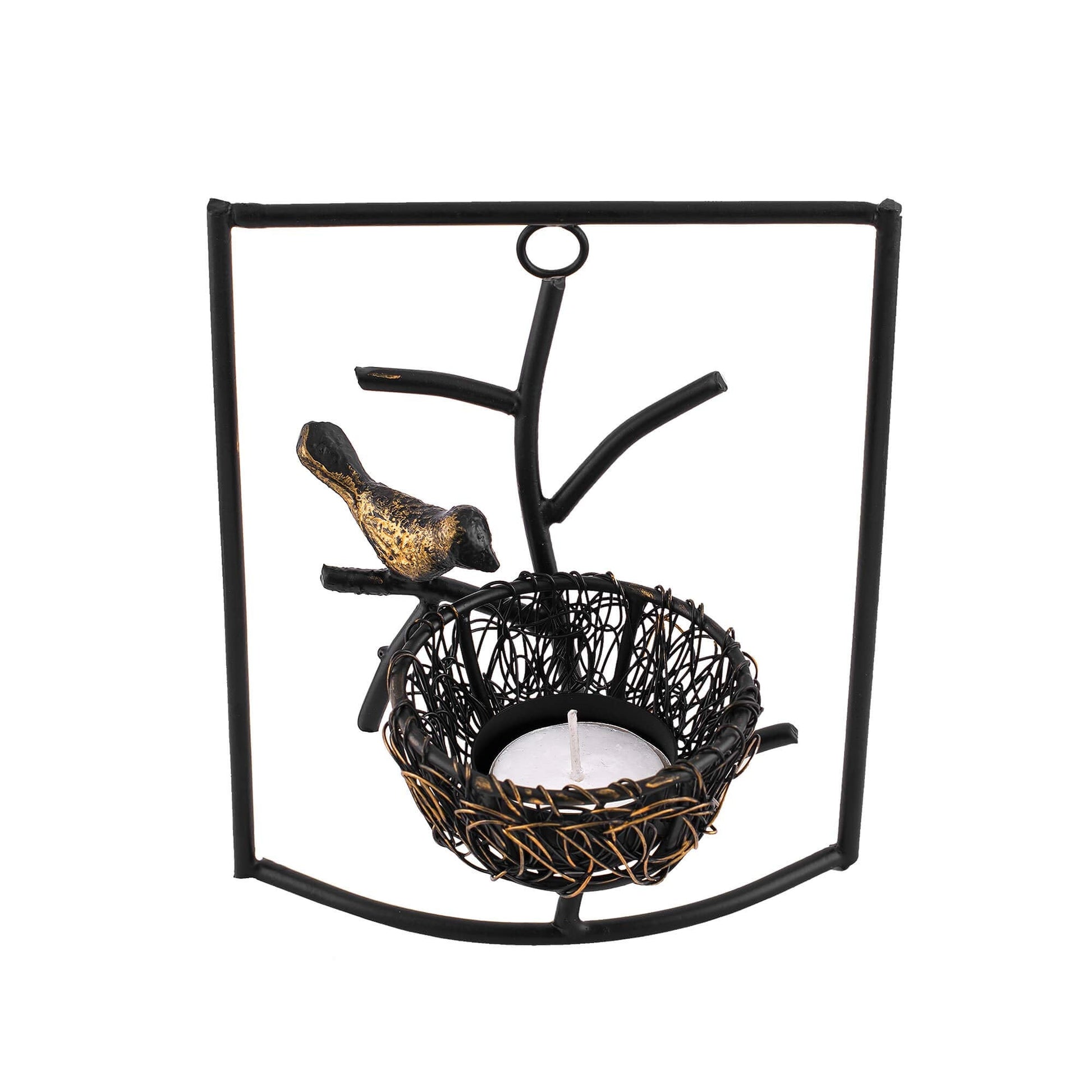Homesake® Decorative Wall Bird with Nest Leaf Tealight Holder, Antique Metal Wall Scone Candle Holder, Wall Decoration for Living Room Bedroom