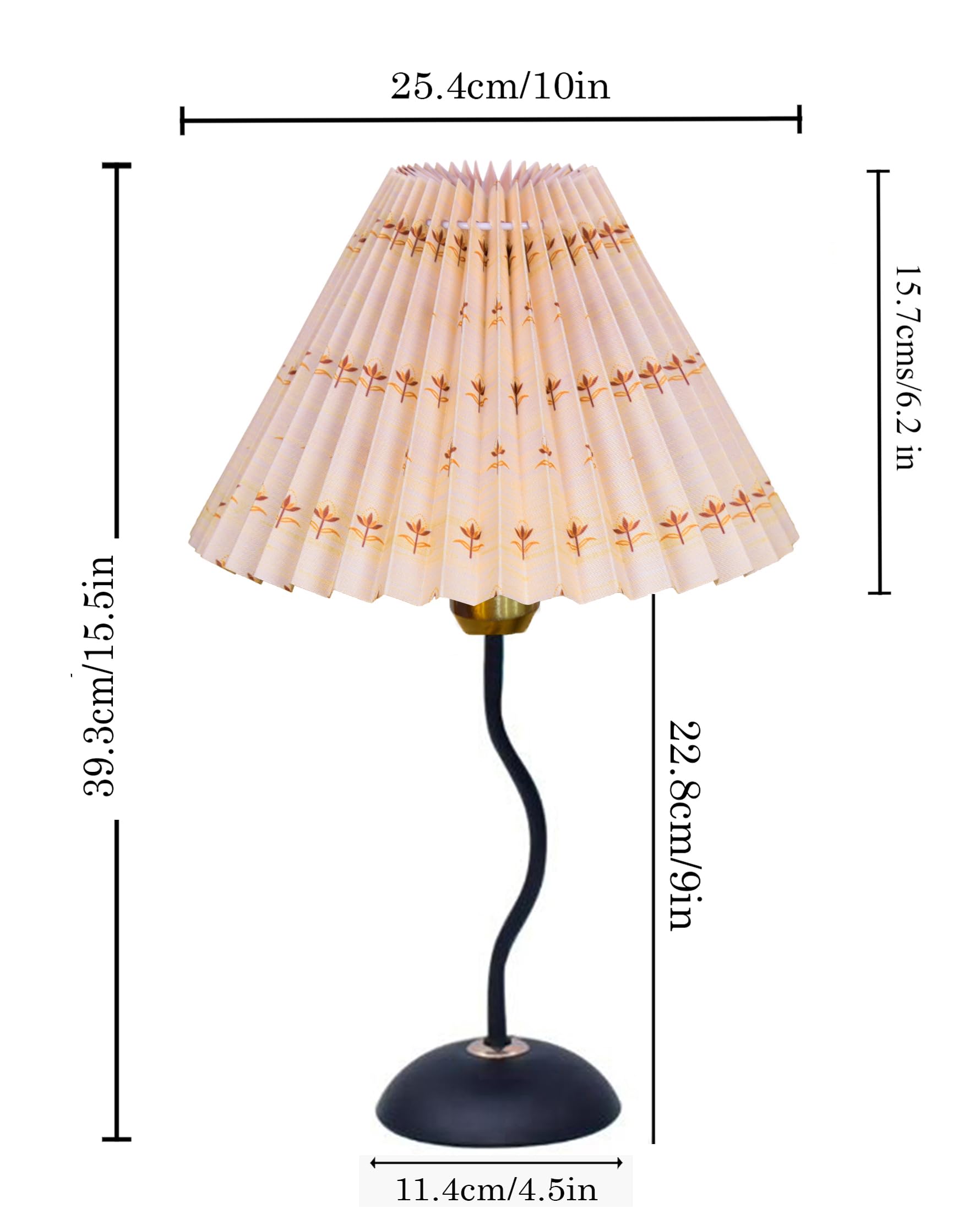 Homesake® Matt Black Twister Small Table Lamp, Modern Bedside Nightstand, Lamps | Desk Accessories | Metal Base for Bedroom, Home Office, Living Room, Kids Dorm, E27 Holder, Pleated