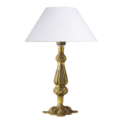 Homesake® Classic Antique Golden Carving Metal Table Lamps with shade (White, Scroll)