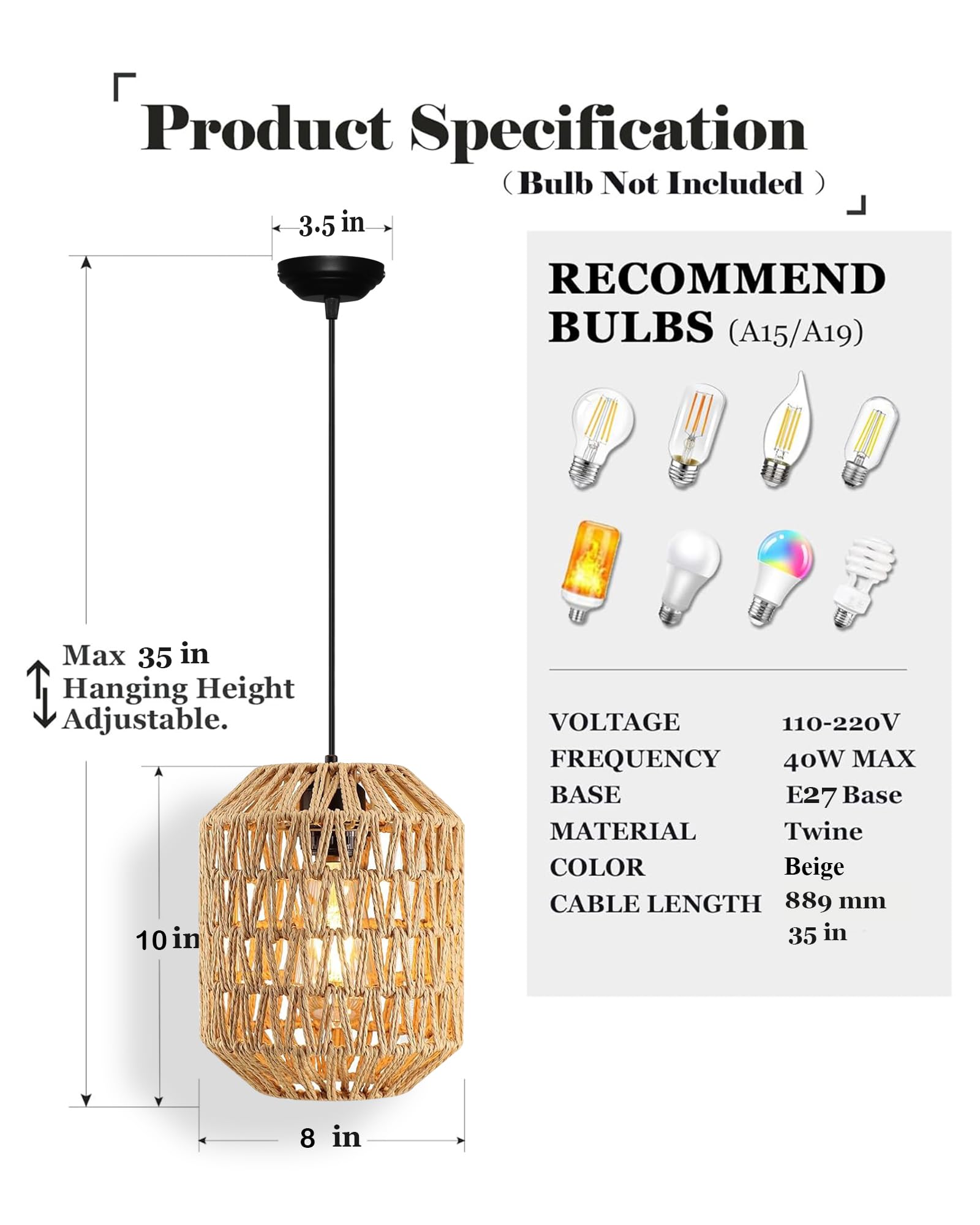 Homesake® Rattan Seagrass Raffia Kauna Paper Grass Wicker Lamp Premium Pendant Light | Livra Hanging Ceiling Lamp Handwoven, Paper Rope Boho Hand-Woven Lampshade for Home Decor, Beige, pumpkin
