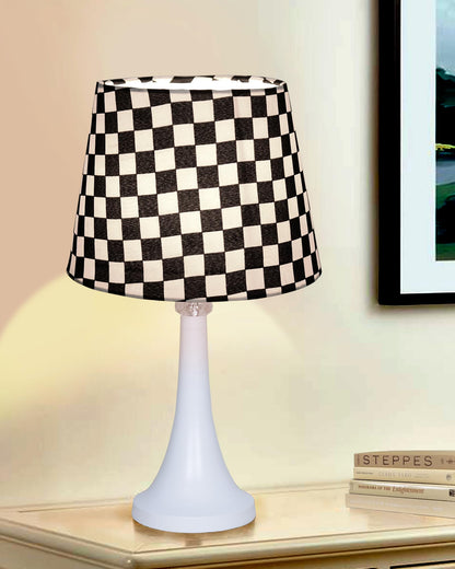 Farmhouse Matt Table Lamp for Bedroom, White Modern Bedside Lamps for Living Room, Rustic Table Light for Night Stands, Dorm, Office, Home Décor Fabric Shade, E27 holder, Cone, Iris Cone