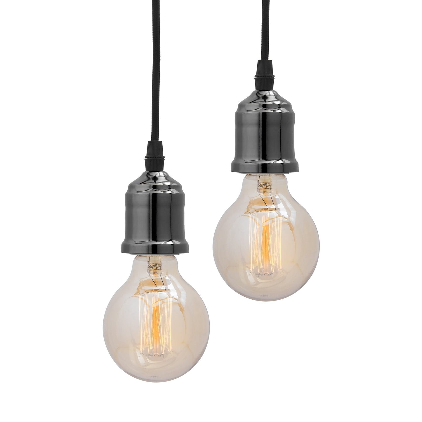Homesake® Edison Filament Metallic Black Bronze Bulb Holder, Urban, Retro, Nordic Style, With Fixture, Set of 2