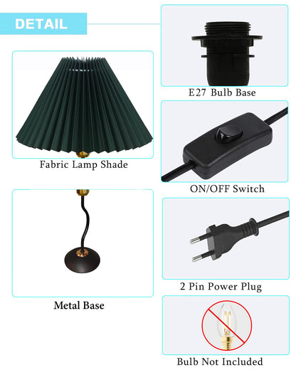 Homesake® Matt Black Twister Small Table Lamp, Modern Bedside Nightstand, Lamps | Desk Accessories | Metal Base for Bedroom, Home Office, Living Room, Kids Dorm, E27 Holder, Pleated