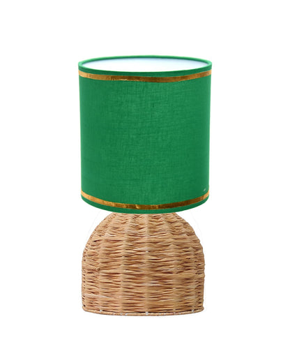 Homesake® Raffia Rattan Table Lamp with Fabric Shade, Small Nightstand Lamp, Natural Wicker Bedside Lamp for Bedroom, Living Room, Study & Home Décor, Livra Collection | E27 Holder
