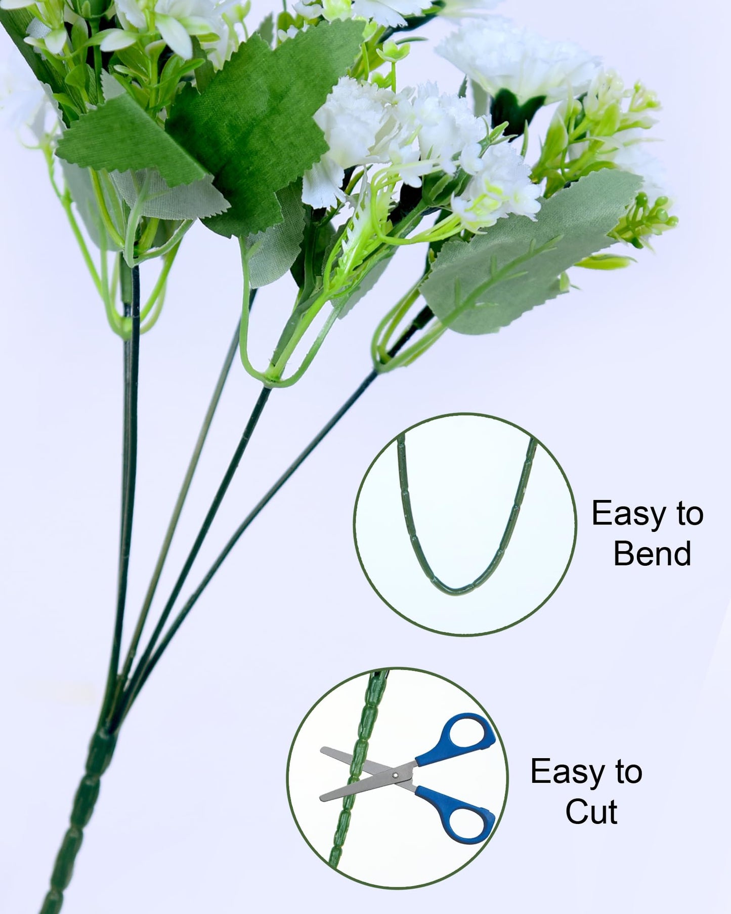 Homesake® Artificial Carnation Flowers with Greenery, Faux Floral Bouquet for Home Decor, Table Centerpiece, Living Room, or Gift, Pot Not Included, Realistic Silk Flowers Arrangement, Yellow