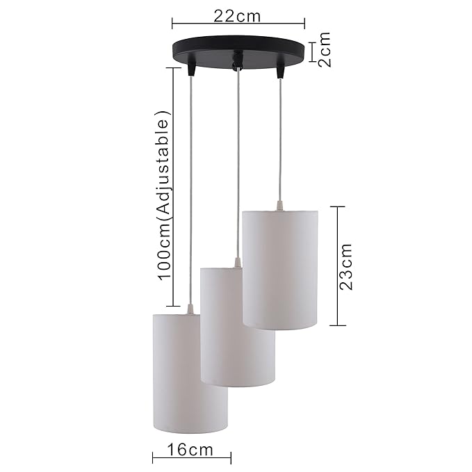 3-lights Round Cluster Chandelier shade Hanging Pendant Light with Braided Cord