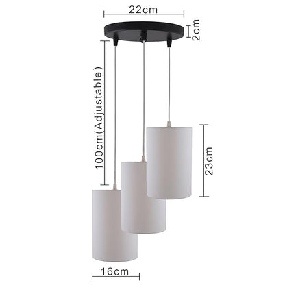 3-lights Round Cluster Chandelier shade Hanging Pendant Light with Braided Cord