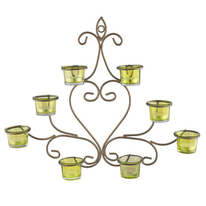 8-Votive Chic Golden Iron Wall Sconce Candle Holder, Candle Tealight Holder,Wall art