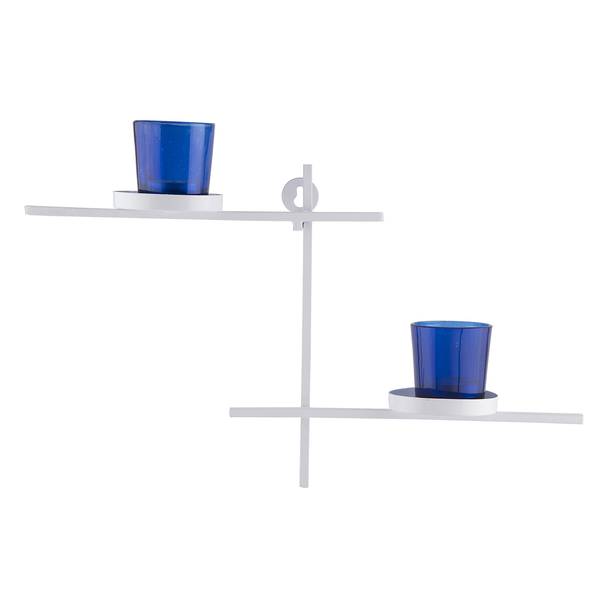 Homesake® White Scorching Ladder with Pair of Votive Green Wall Hanging Candle Tealight Holder, Set of 2