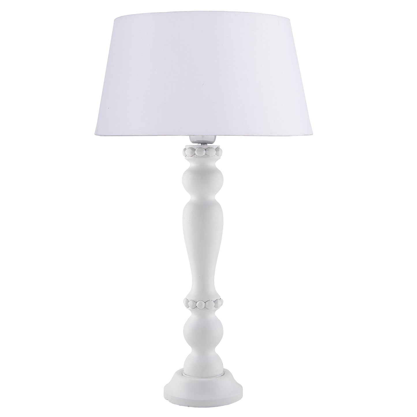 Homesake® Eureka Polka White Wood Table Lamp with White Drum Shade for Living Room, Home Decor, Bedroom