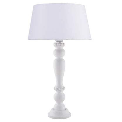 Homesake® Eureka Polka White Wood Table Lamp with White Drum Shade for Living Room, Home Decor, Bedroom