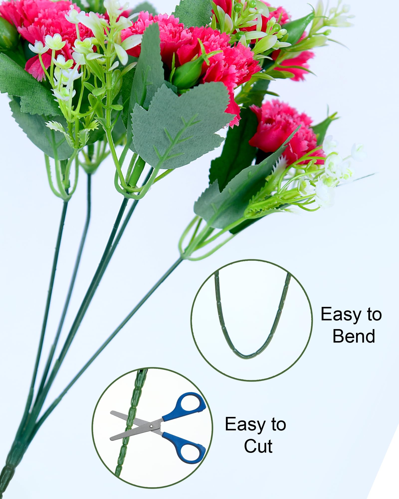 Homesake® Artificial Carnation Flowers with Greenery, Faux Floral Bouquet for Home Decor, Table Centerpiece, Living Room, or Gift, Pot Not Included, Realistic Silk Flowers Arrangement, Yellow