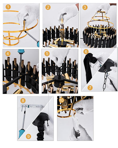15" 5-Light Modern Crystal Chandelier Light Fixtures 3-Tier Gold Luxury Chandeliers for Dining Room Round Hanging Pendant Lighting for Living Room Kitchen Entryway, Bedroom Hallway 400mm