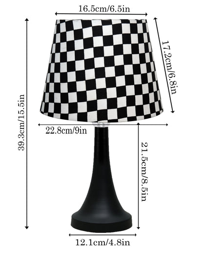 Bedside Black Metal Table Lamp with Fabric Shade, E27 holder, Cone, Pleated Jute Shade