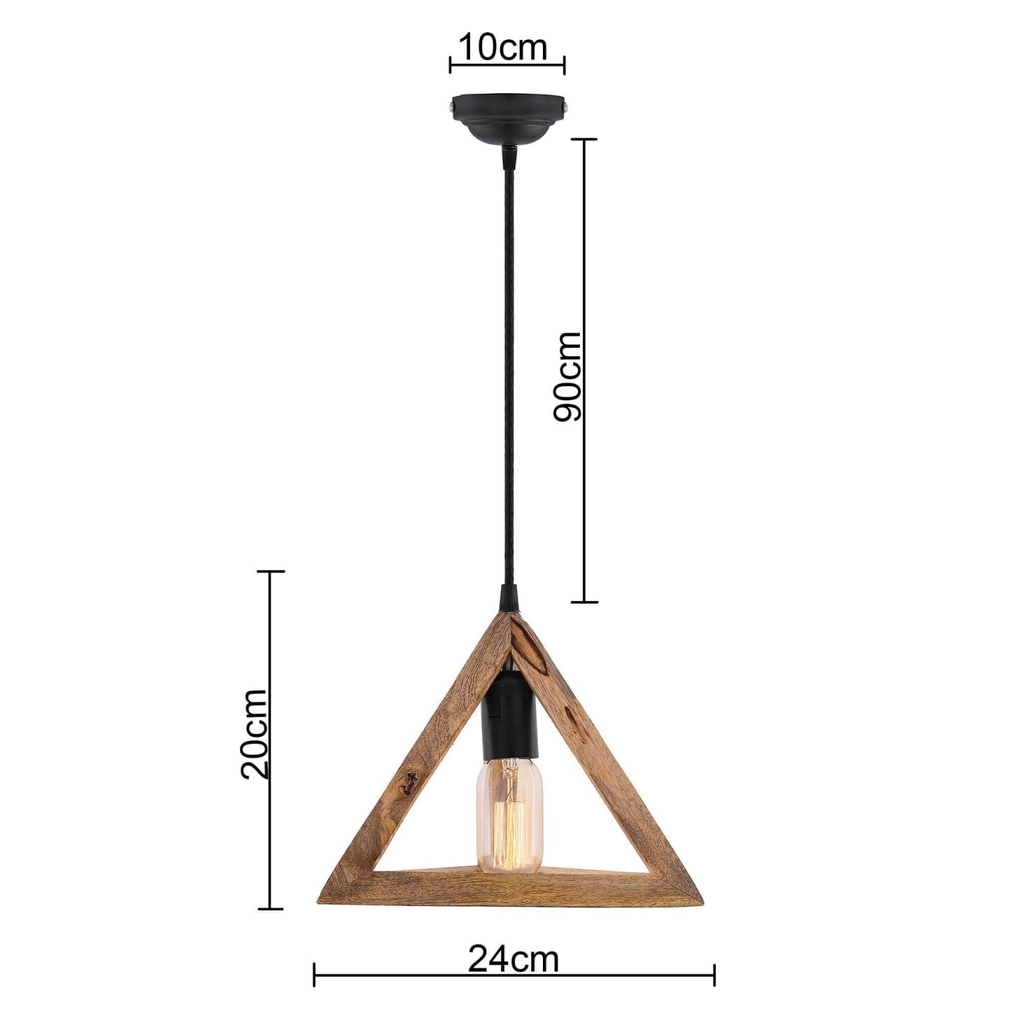 Homesake® Wooden Triangle Hanging Light, White Holder (Triangle White)