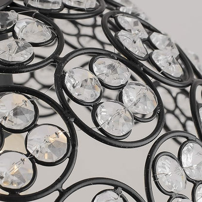 Matt Black Quad Crystal Hanging Hemisphere Light, Ceiling Light, Nordic E27 Pendant, Large