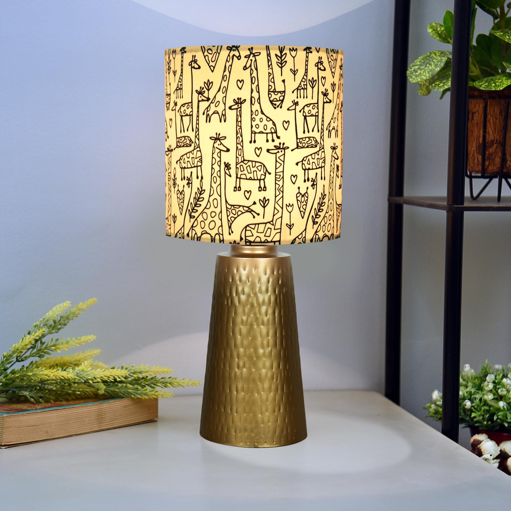 Homesake® Golden Hammered Metal Cone Table Lamp Modern Contemporary Bedside Desk Nightstand Lamp for Bedroom Living Room Office College Bookcase
