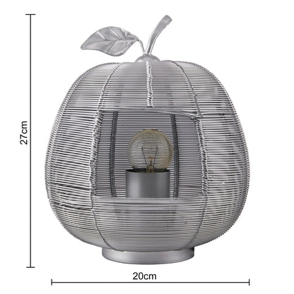 Homesake® Silver Apple Contemporary Lamp Modern Bedside & Living Room Accent Lamp for Home Décor, Café, Restaurant & Gift
