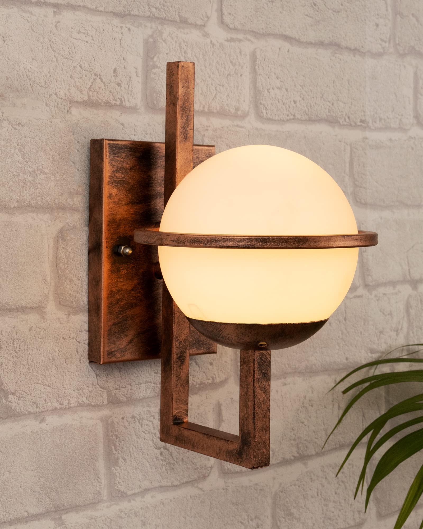 Homesake® Rustic Wall Light Fixtures, Oil Rubbed Rust Finish Indoor Vintage Wall Sconce with Glass Shade Farmhouse Metal Sconces for Bedroom Living Room Cafe, (Frost Globe)