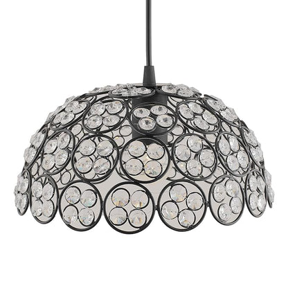 Matt Black Quad Crystal Hanging Hemisphere Light, Ceiling Light, Nordic E27 Pendant, Large