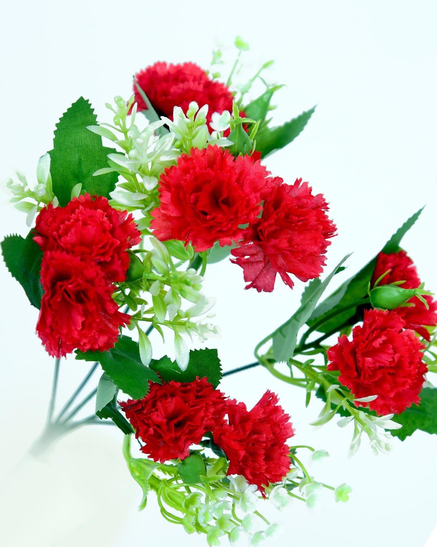 Homesake® Artificial Carnation Flowers with Greenery, Faux Floral Bouquet for Home Decor, Table Centerpiece, Living Room, or Gift, Pot Not Included, Realistic Silk Flowers Arrangement, Yellow