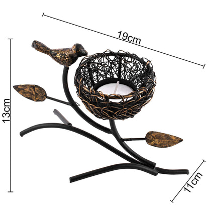 Homesake® Decorative Bird with Nest Table Tea Light Holder, Wedding Dining Table Romatic Candle Light Wax Diya Centerpiecec