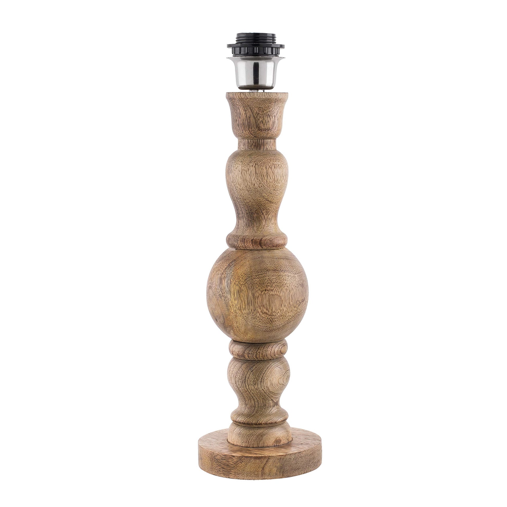 Hand Turned Wood Bubble Bedside Table Lamp, Cone Shade