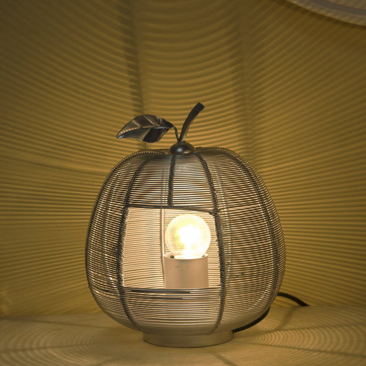 Homesake® Silver Apple Contemporary Lamp Modern Bedside & Living Room Accent Lamp for Home Décor, Café, Restaurant & Gift