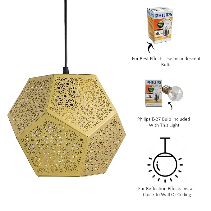 Cubist Hexagon Moroccan Hanging Light, Pendant Ceiling Light