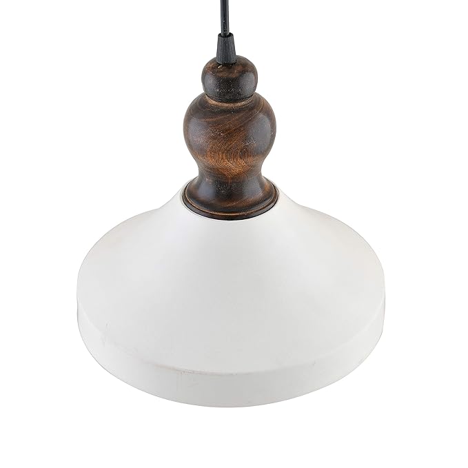 Parker Metal Wood Pendant Light, White Metal Antique Black Hanging Ceiling Light