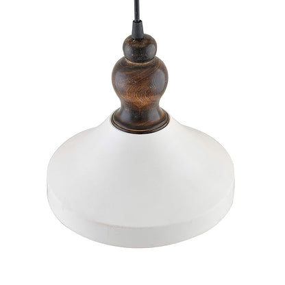 Parker Metal Wood Pendant Light, White Metal Antique Black Hanging Ceiling Light