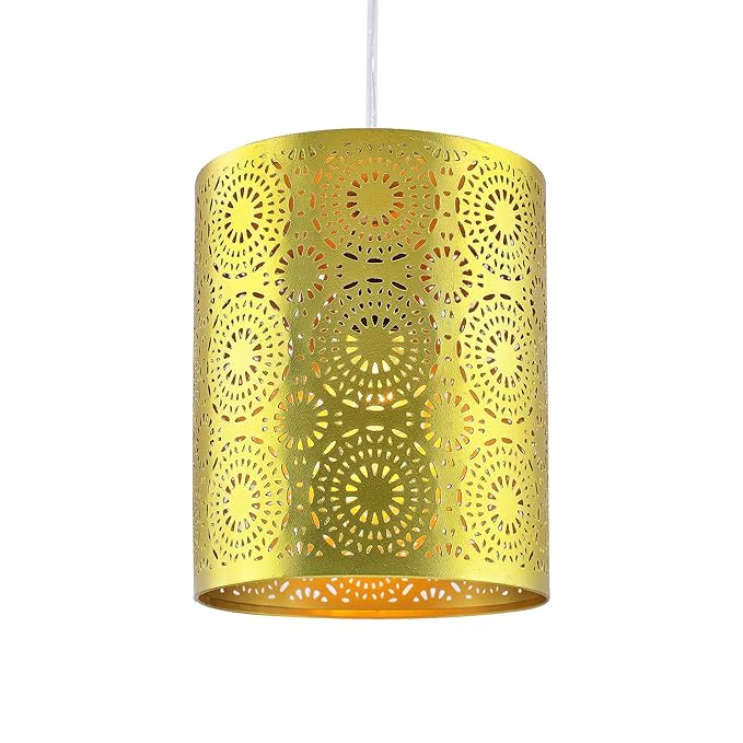 3-Lights Round Cluster Chandelier Filgree hanging Gold Moroccan Hanging Light, E27 Holder, Decorative, White, URBAN Retro, Nordic Style, LED/Filament