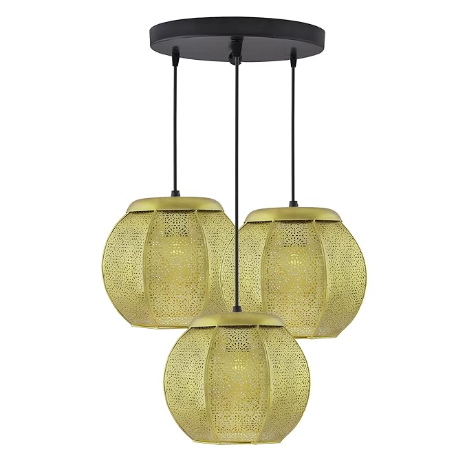 3-Lights Round Cluster Chandelier Ceiling Classic Moroccan Hanging Pendant Light with Braided Cord, URBAN Retro, Nordic Style, LED/Filament Bulb