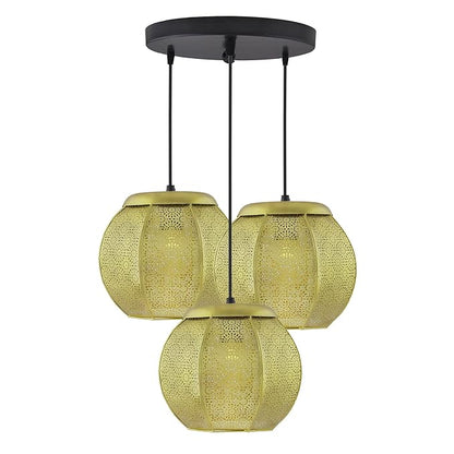 3-Lights Round Cluster Chandelier Ceiling Classic Moroccan Hanging Pendant Light with Braided Cord, URBAN Retro, Nordic Style, LED/Filament Bulb