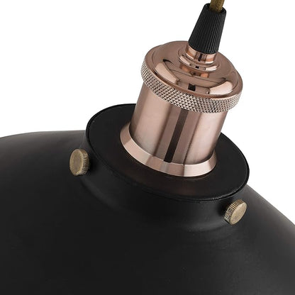 Single Black Cone Pendant with Holder, E27, Modern Nordic Hanging Ceiling Light