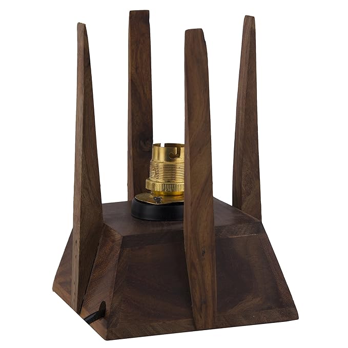Homesake® Bedside Table Lamp, Retro Style  Wood Pyramid Table Lamp with Khadi Fabric Shade, Nightstand Mini Desk Lamps for Bedroom, Living Room, Baby Room, Bookcase SET OF 2