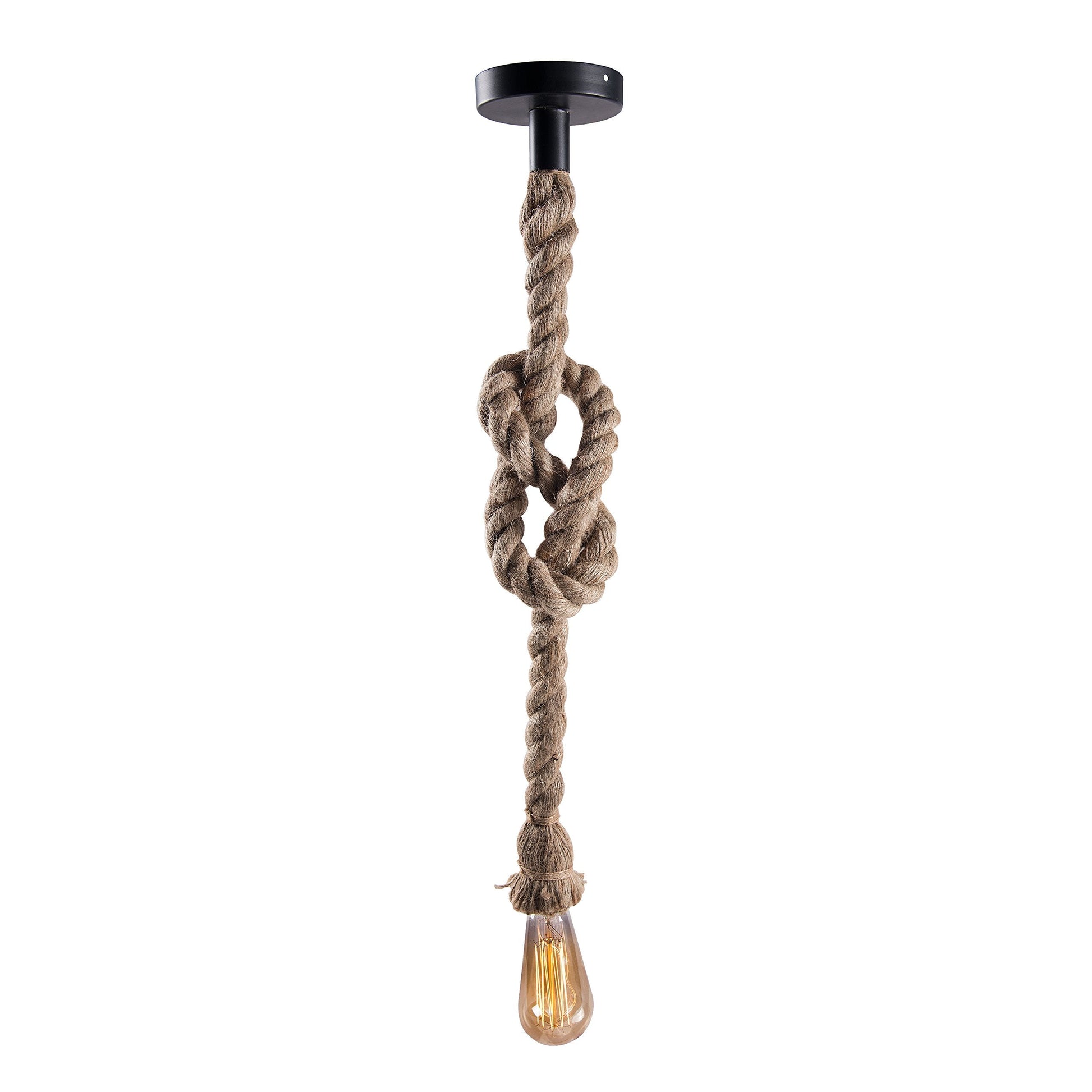 Homesake® B018 Edison Vintage Rope Hanging Ceiling Light (Black), Set of 2, Bulb not included