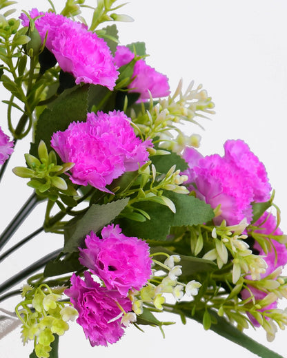 Homesake® Artificial Carnation Flowers with Greenery, Faux Floral Bouquet for Home Decor, Table Centerpiece, Living Room, or Gift, Pot Not Included, Realistic Silk Flowers Arrangement, Yellow