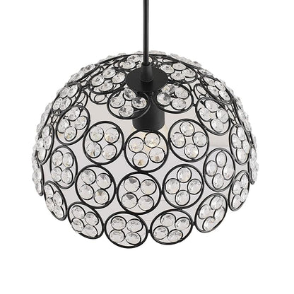 Matt Black Quad Crystal Hanging Hemisphere Light, Ceiling Light, Nordic E27 Pendant, Large