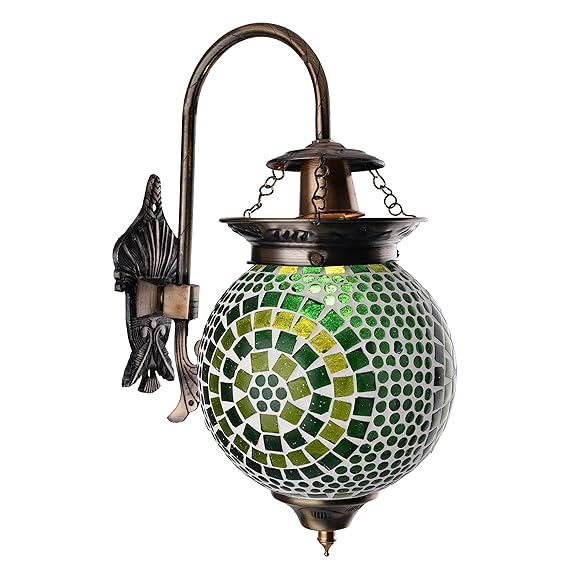 Antique Turkish Mosaic Heritage Style Wall Lamp, Glass Wall Bracket