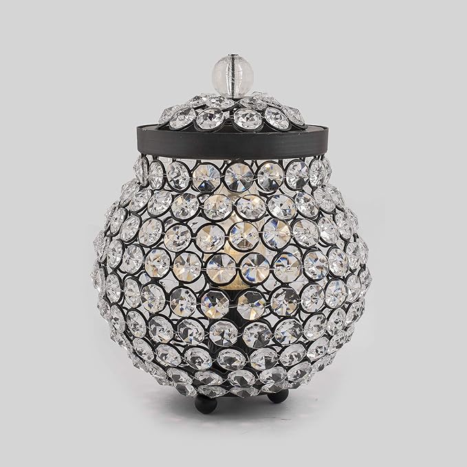 Cauldron of Light, 192 Black Crystal Lamp, Decorative Table lamp