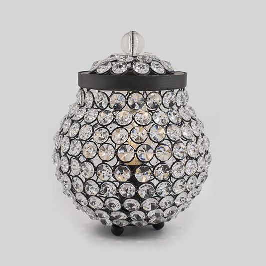 Cauldron of Light, 192 Black Crystal Lamp, Decorative Table lamp