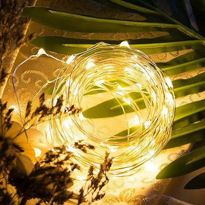 50-LED Fairy Copper String Lights 5m Waterproof, 3AA Battery, Warm White